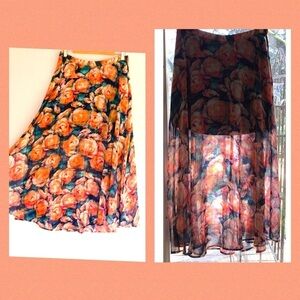 Decree floral chiffon maxi skirt with sheer bottom